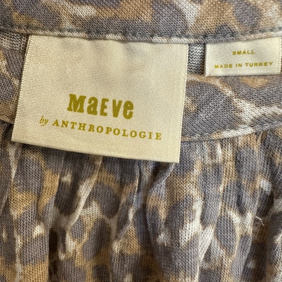 Anthropologie Maeve Gray and Cream Leopard Patterned Blouse - Picture 3 of 3